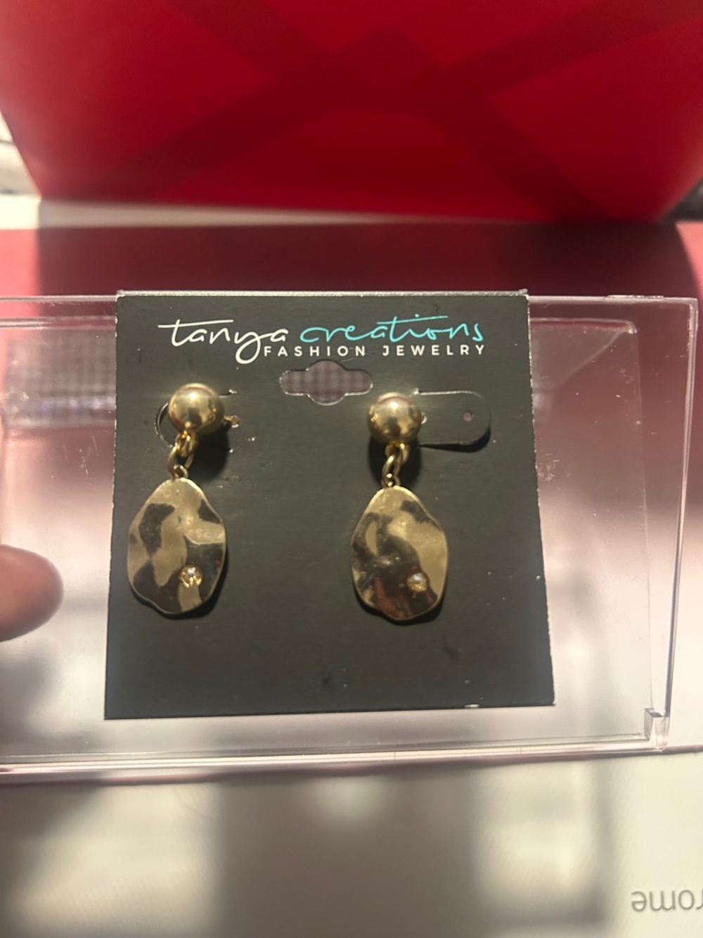 Gold-Tone Hammered Drop Earrings